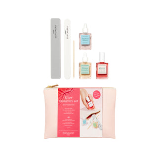 Glow Manicure Set In A Pink Pouch - Active Glow + Cuticule Softener + Cuticule Pusher + Complete Serum + Nail File + Buffer 1 Unit