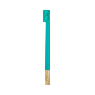 Turquoise Blue Gold Medium Toothbrush