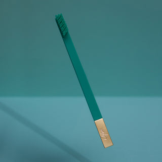 Turquoise Blue Gold Medium Toothbrush