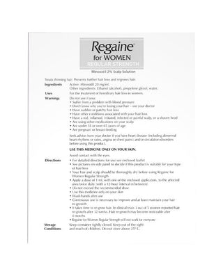 Regular Strength Minoxidil 2% Scalp Solution for Women 60ml