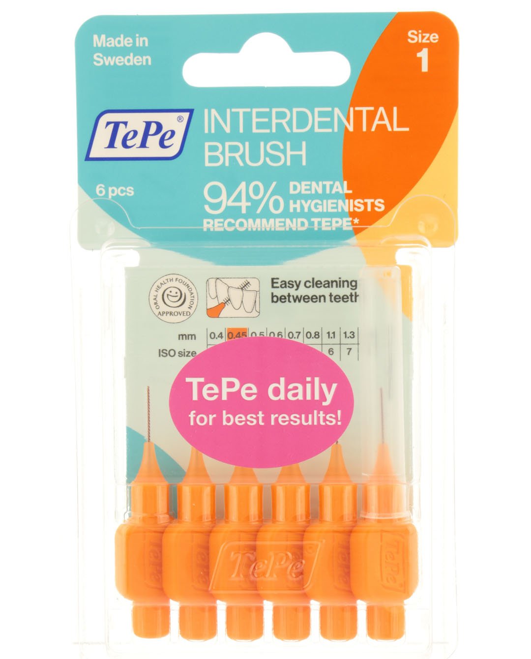TEPE Interdental Brushes Orange 0 45mm 6 Units John Bell Croyden tepe-interdental-brushes-orange-0-45mm-6-units-john-bell-croyden
