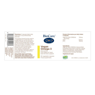 Vegan Omega 3 (Algal DHA & EPA) 60 Capsules
