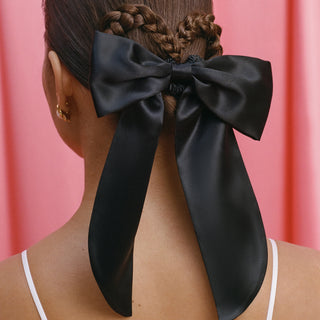 Pure Silk Hair Bow - Black 1 Unit