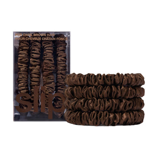 Pure Silk Back To Basics Skinny Scrunchies - Dark Brown 1 Unit