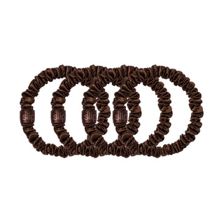 Pure Silk Back To Basics Skinny Scrunchies - Dark Brown 1 Unit