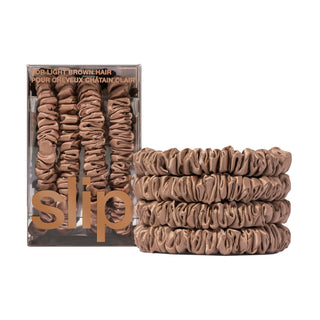 Pure Silk Back To Basics Skinny Scrunchies - Light Brown 1 Unit