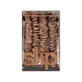 Pure Silk Back To Basics Skinny Scrunchies - Light Brown 1 Unit