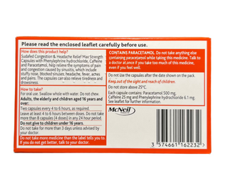 Congestion & Headache Relief Max Strength 16 Capsules
