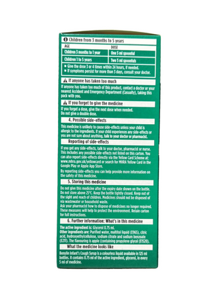 Infant’s Cough Syrup 3+ Months 125ml