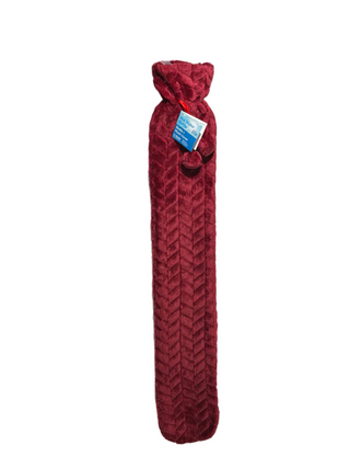 Life Hot Water Bottle + Furry Cover Long Burgundy