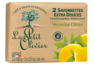 Two Extra Mild Soap Bars Verbena Lemon 200g