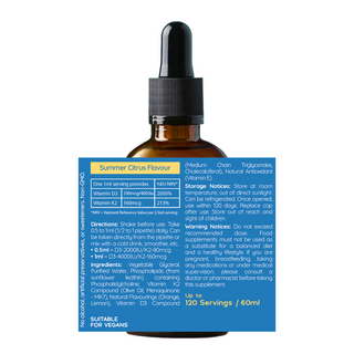 Vitamin D3 (2000-4000 IU) + K2 (100-200μg) - Liposomal Liquid Summer Citrus 60ml