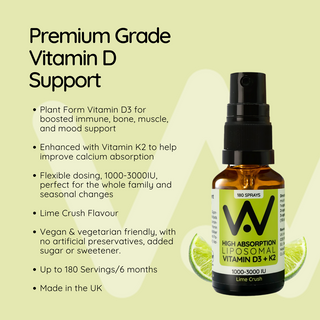 Vitamin D3 (2000 IU) + K2 (100μg) - Liposomal Spray - Lime Crush Flavour Spray 25ml