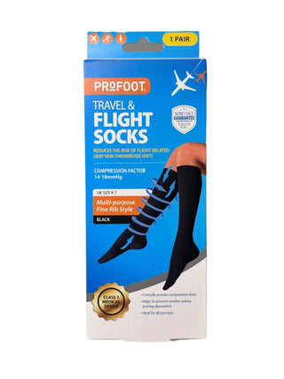 Travel & Flight Socks Size UK 4-8 Black