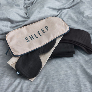 Merino Travel Kit - Merino Jersey Sleep Mask, Merino Jersey Travel Blanket, Merino Silk Short Sock - Arabian Nightsky