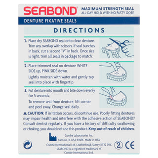 Denture Fixative Seals Uppers 15 units