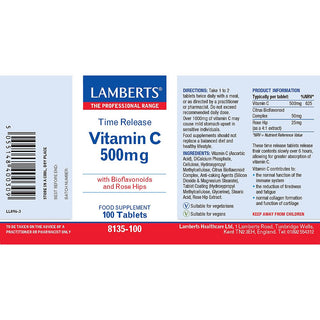 Vitamin C Time Release 500mg 100 tablets