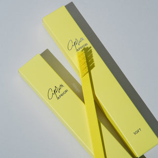 Slim Sunflower Yellow Silver Soft Toothbrush