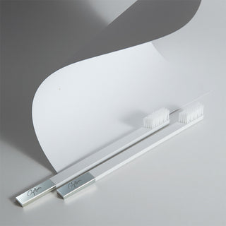 Slim White Silver Medium Toothbrush