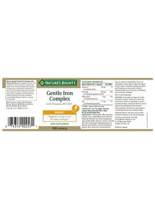 Gentle Iron Complex with Vitamins B12 and C 100 capsules
