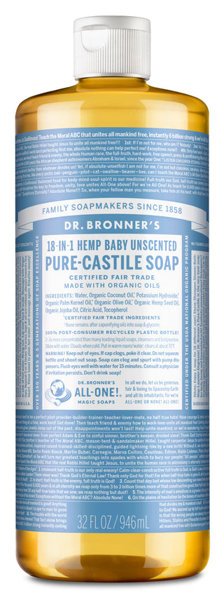 Baby Unscented Pure Castile Liquid Soap 1 litre
