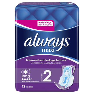 ALWAYS Maxi Long (Size 2) Sanitary Towels Wings 12 pads