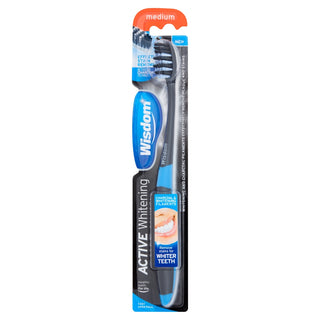 WISDOM Active Whitening Charcoal Medium Toothbrush