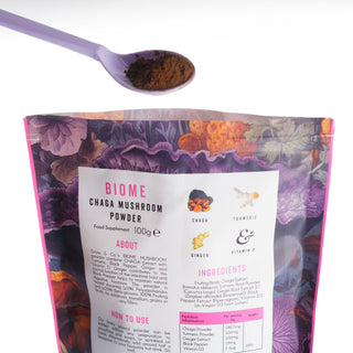 Biome Chaga Mushrooms Powder With Turmeric + Ginger 100g