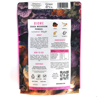 Biome Chaga Mushrooms Powder With Turmeric + Ginger 100g