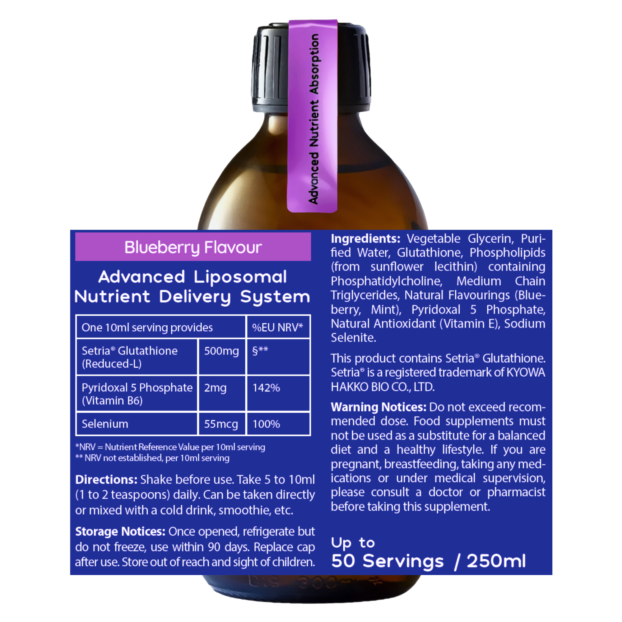 glutathione in smoothies Well.Actually. Liposomal Blueberry 500mg NAD+ Complex Pouch Lemon