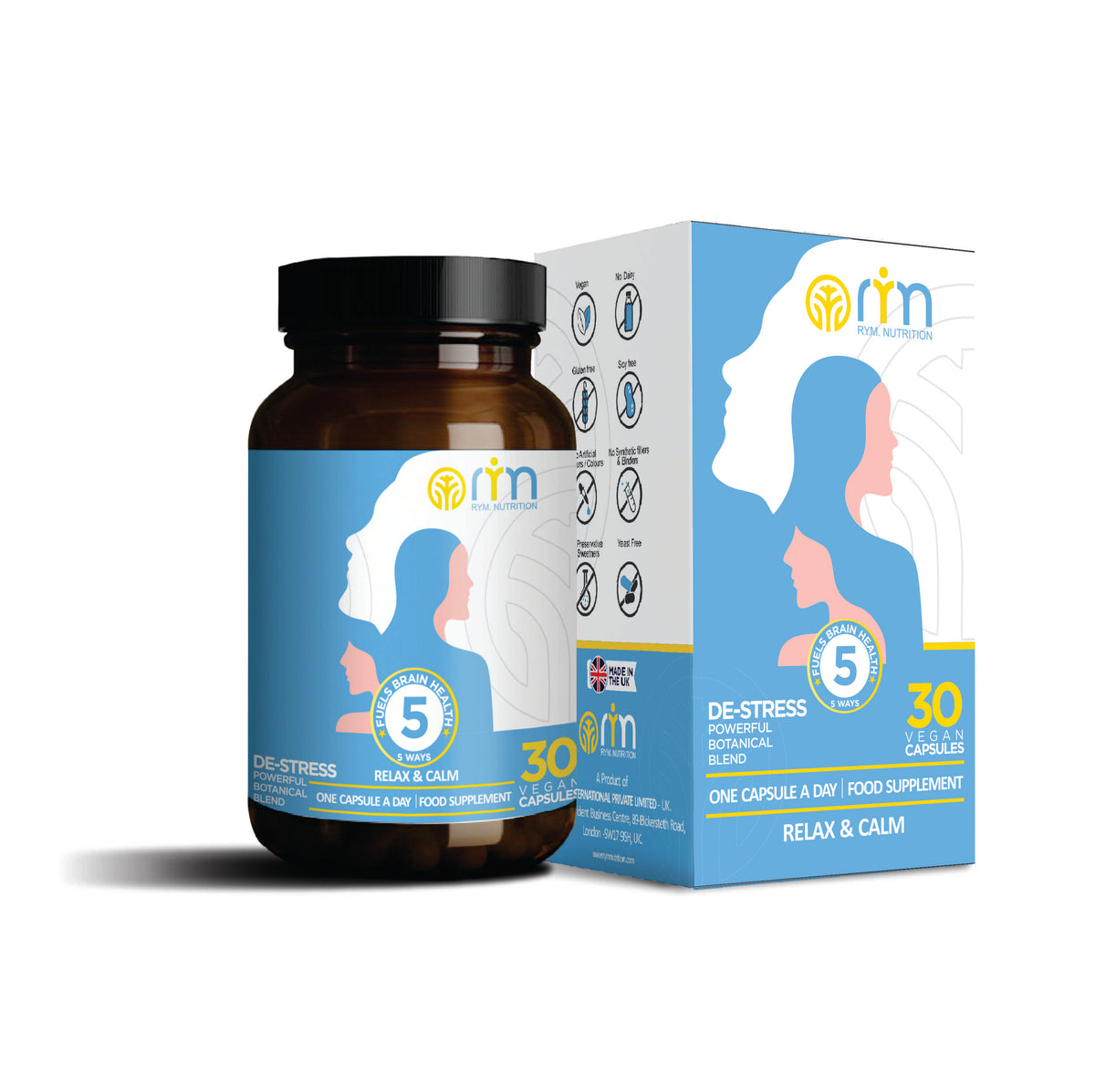 RYM Nutrition De-stress - Relax & Calm 30 Tablet - John Bell & Croyden