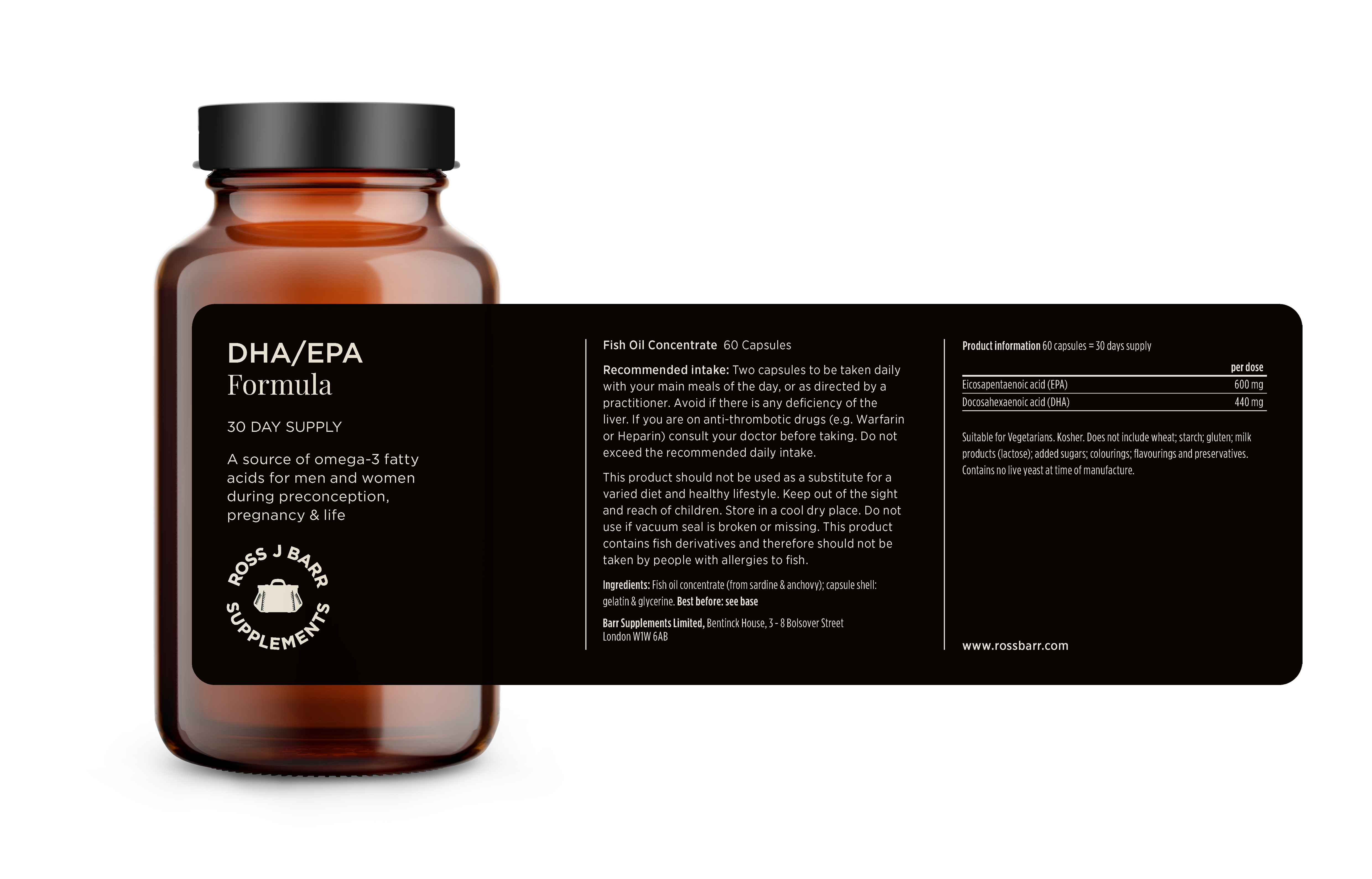Dha Label Ross J Barr Supplements Dha/epa Formula 60 Capsules - John Bell & Croyden