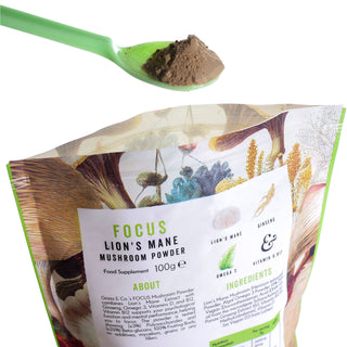 Focus Lion's Mane Mushrooms Powder With Ginseng + Omega-3 100g