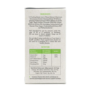 Focus Lion's Mane Mushrooms With Ginseng + Omega-3 60 Capsule