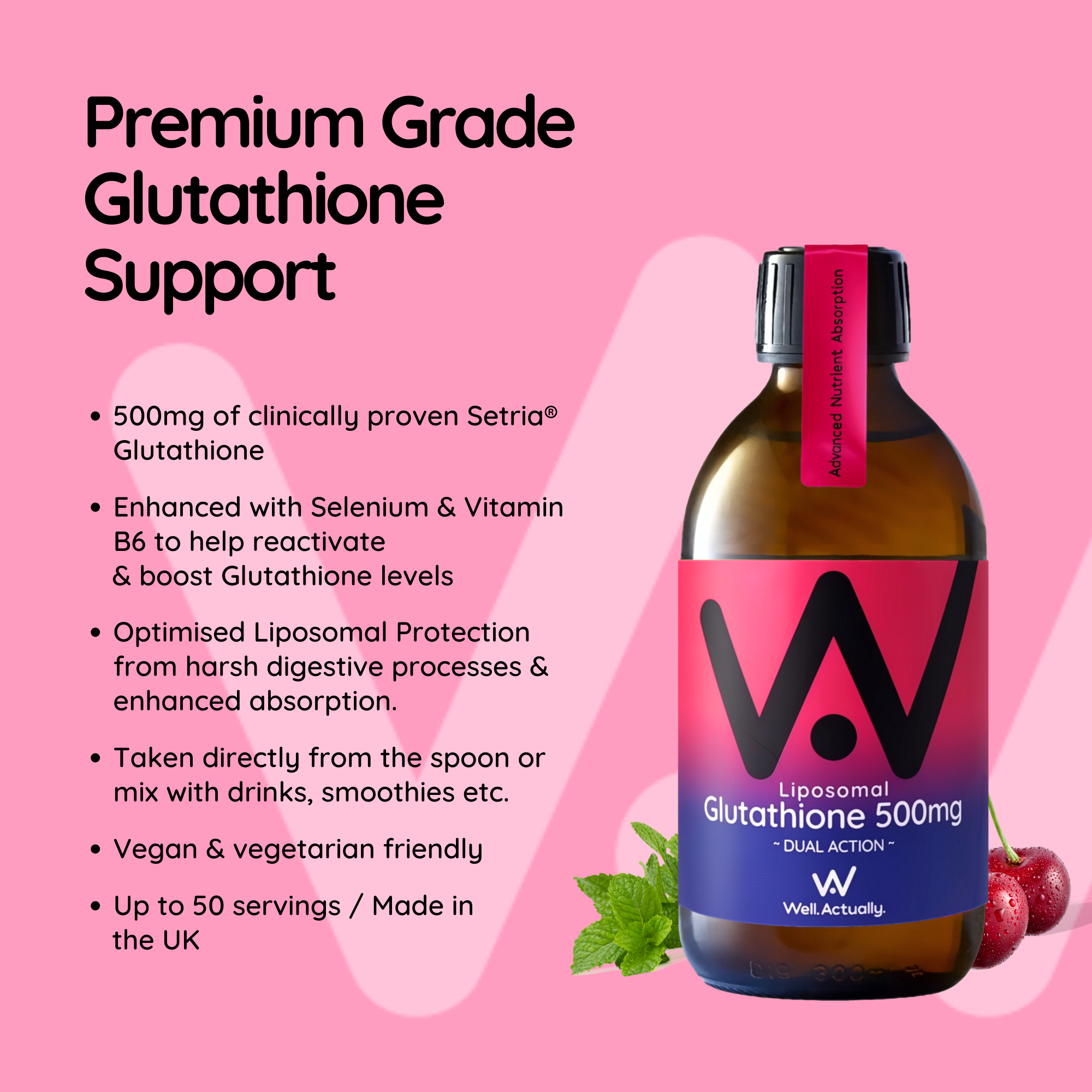 Well.actually. Well.actually. Glutathione (500mg) - Dual Action - Liposomal - Cherry 250ml - John Bell & Croyden Well.actually. Well.actually. Glutathione (500mg) - Dual Action - Liposomal - Cherry 250ml - John Bell & Croyden