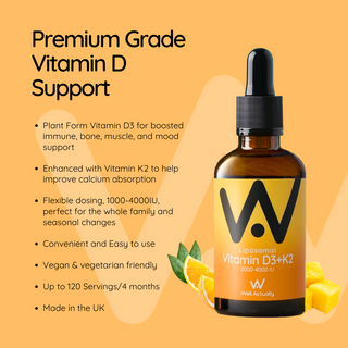 Vitamin D3 (2000-4000 IU) + K2 (100-200μg) - Liposomal Liquid Orange & Mango 60ml