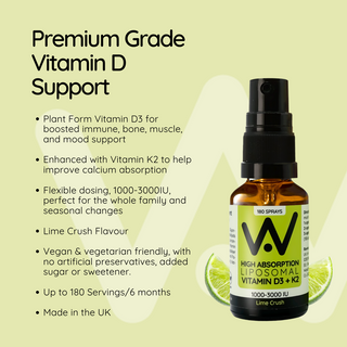 Vitamin D3 (2000IU's) + K2 (100mcg) - Liposomal Spray - Lime Crush Flavour Spray 25ml