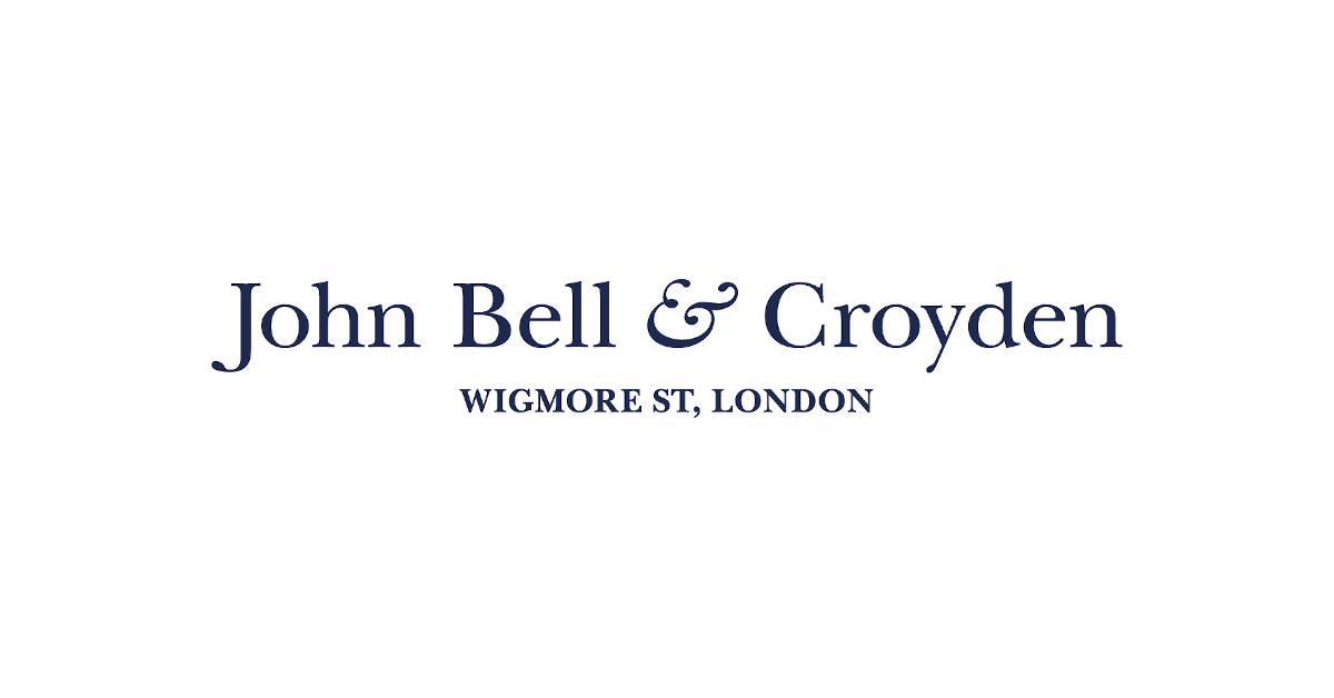 'John Bell & Croyden logo with Wigmore St, London address.'