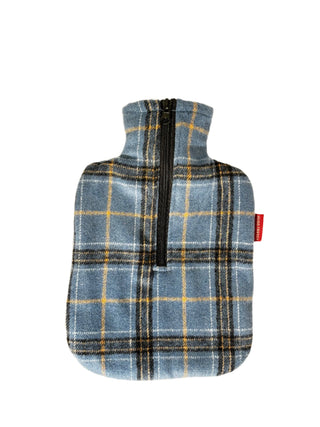 Eco Hot Water Bottle with Blue Tartan