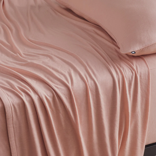 Merino Jersey Flat Sheet - Coral Peony - Double