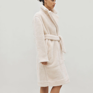 Merino Knit Fleece Bath Robe - Unisex - Ivory Tusk -  XS/S