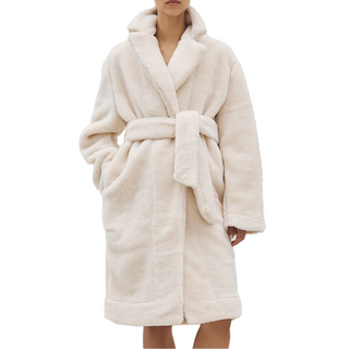 Merino Knit Fleece Bath Robe - Unisex - Ivory Tusk - L