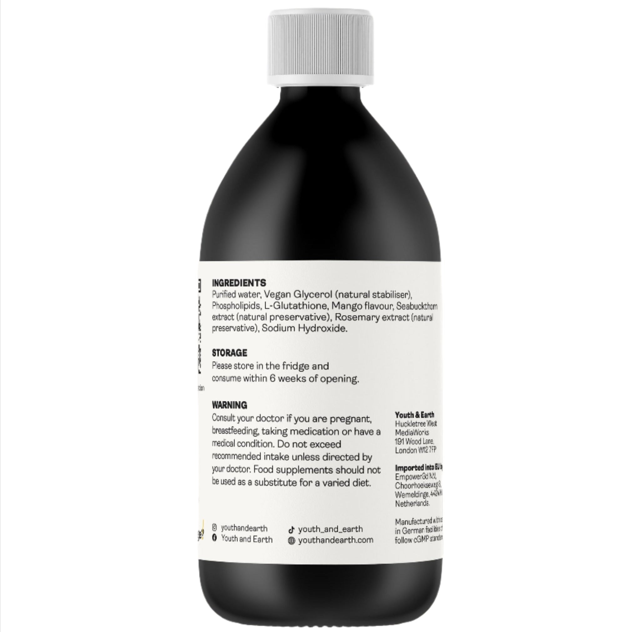 Youth & Earth Liposomal Glutathione 400mg - Mango Flavour 250ml - John Bell & Croyden Youth & Earth Liposomal Glutathione 400mg - Mango Flavour 250ml - John Bell & Croyden