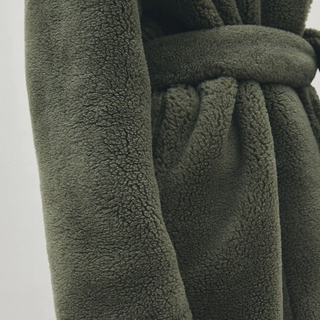 Merino Knit Fleece Bath Robe - Unisex - Olive Grove - XL