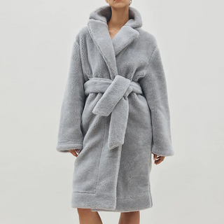 Merino Knit Fleece Bath Robe - Unisex - Platinum Slate - XL