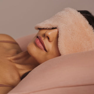 Merino Knit Fleece Sleep Mask - Coral Peony