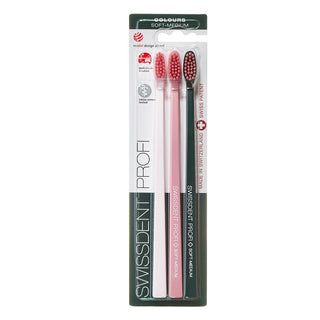 Toothbrush Trio Colours Arosa - Light Rose/Rose/Dark Green 3 pack