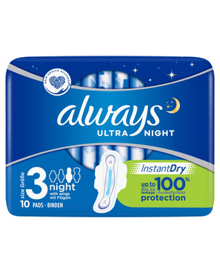 ALWAYS Ultra Night (Size 3) Sanitary Towels Wings 10 Pads