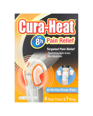 CURA-HEAT Arthritis/Knee Pain 4 Heat Packs & 1 Wrap