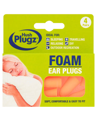 Hush Plugz Foam Ear Plugs 4 pairs